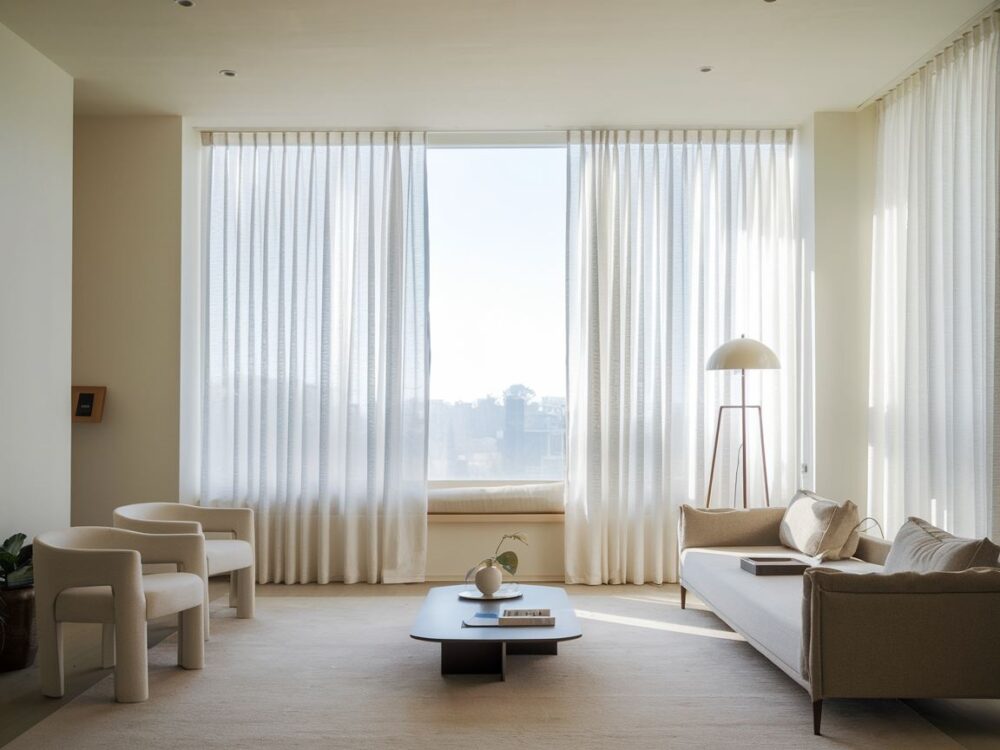 białe firanki na parapecie
