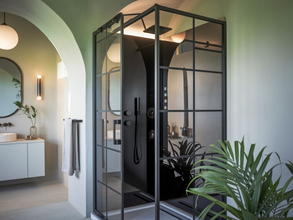 czarna kabina prysznicowa