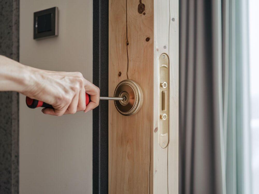 demontaż rozety klamki