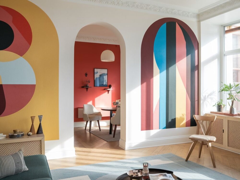 geometryczne wzory na ścianie