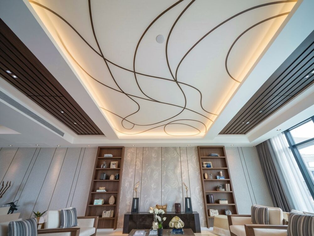 gładki sufit z oświetleniem LED