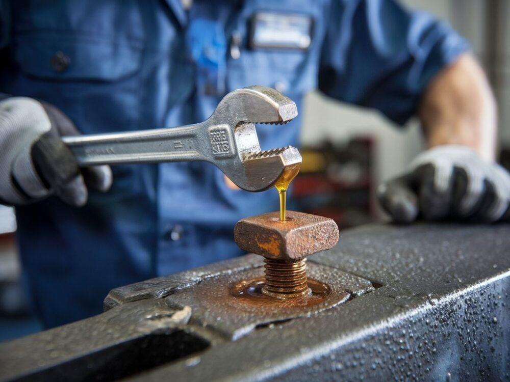 klucz na zardzewiałej śrubie