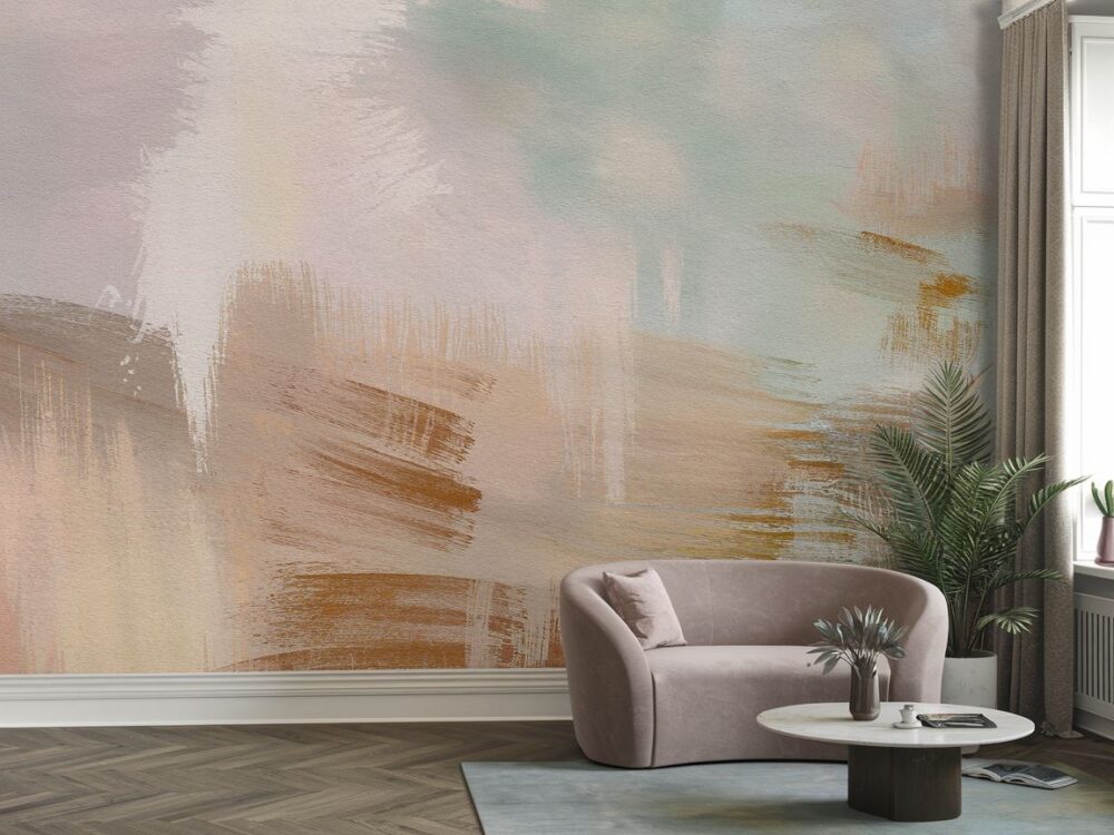 malarska tapeta w salonie