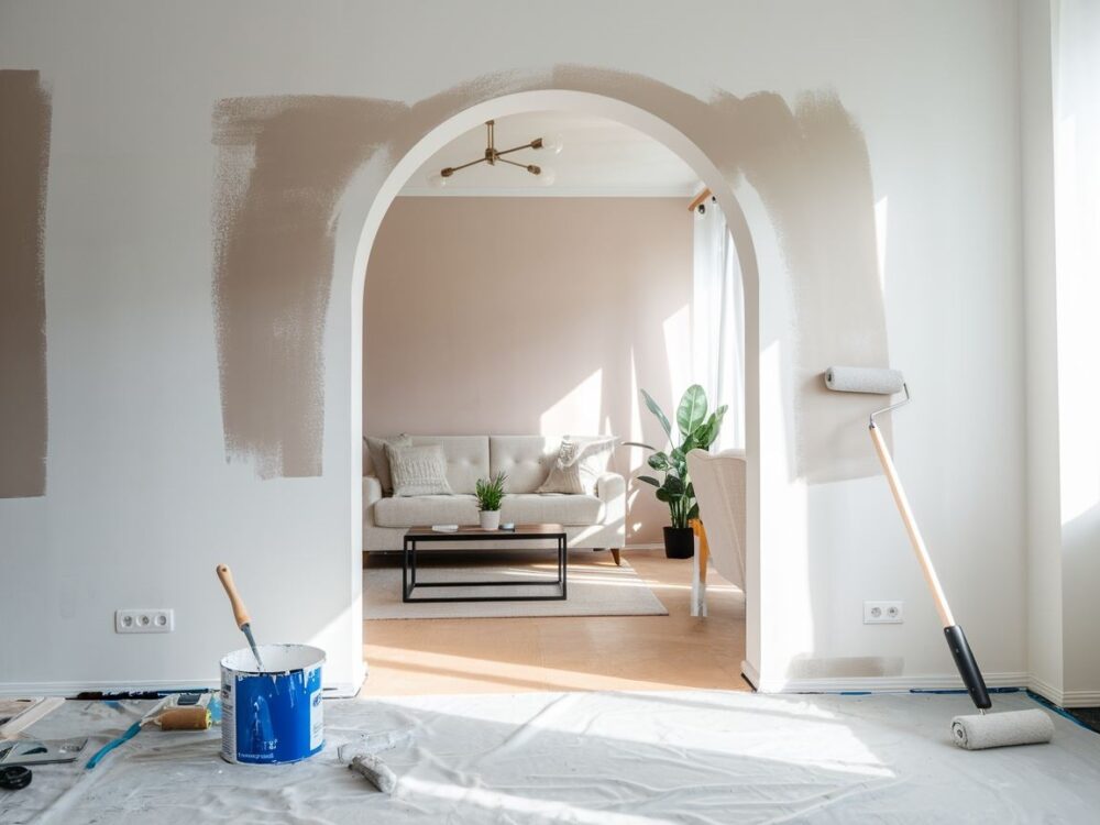 malowanie ściany na biało