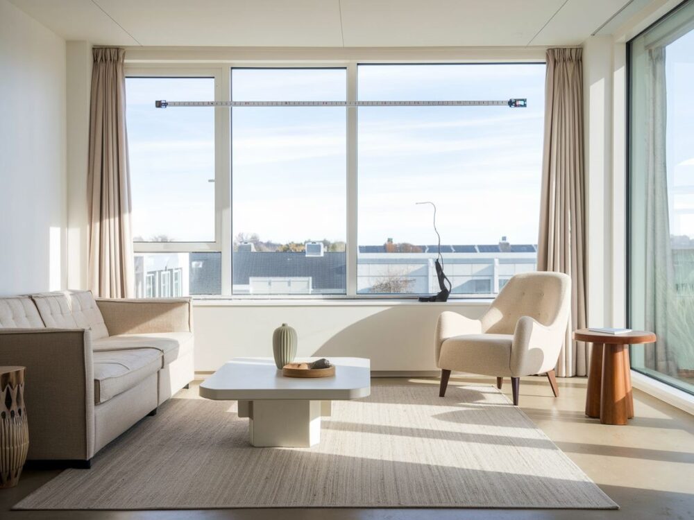 montaż karnisza w salonie