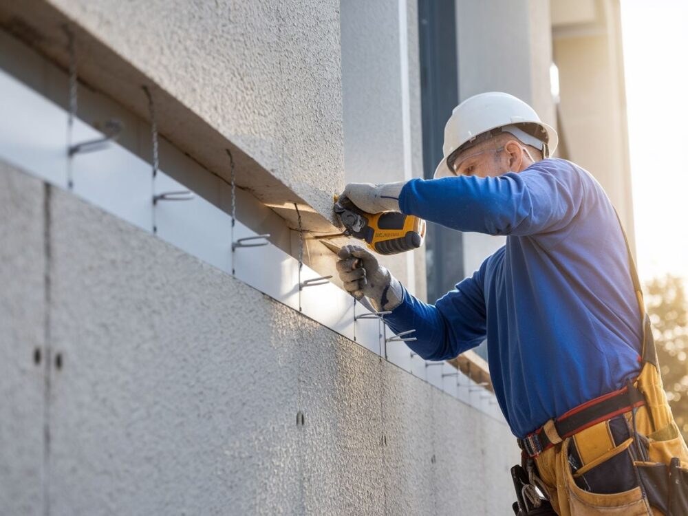 montaż kołków w styropianie