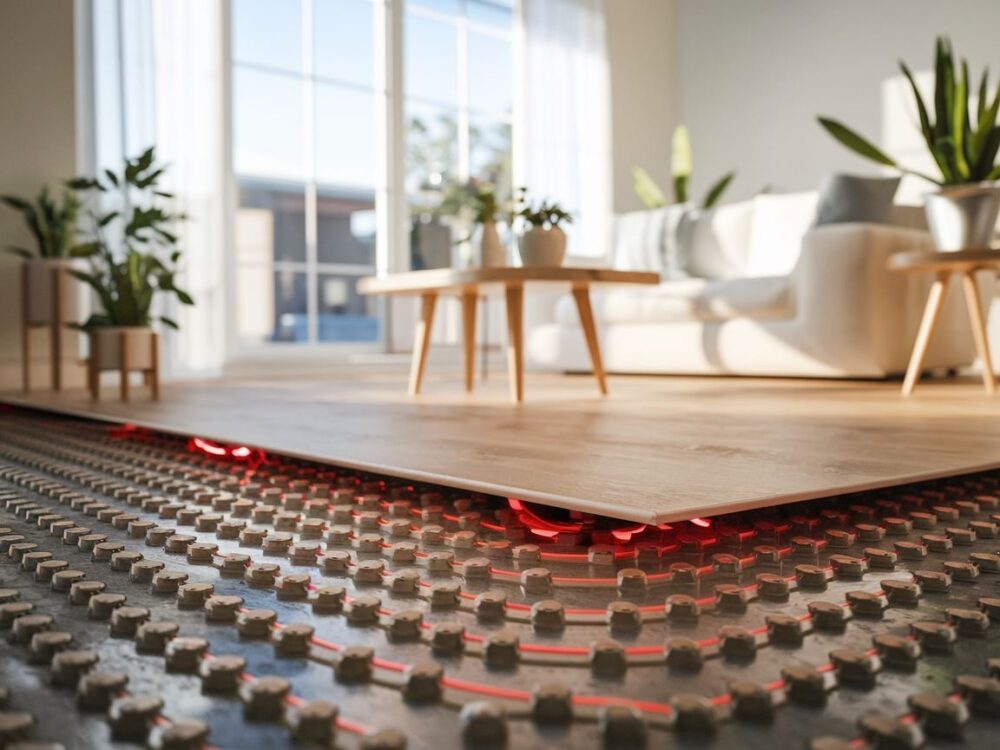 nowoczesny salon z panelami