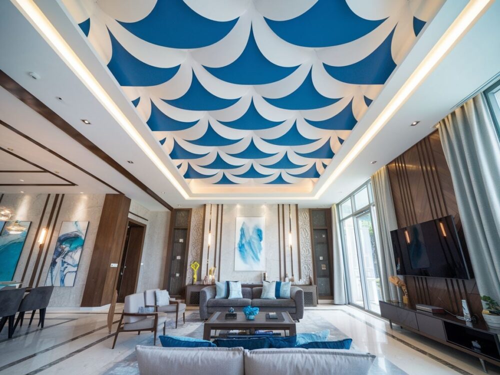 nowoczesny sufit bez kasetonów