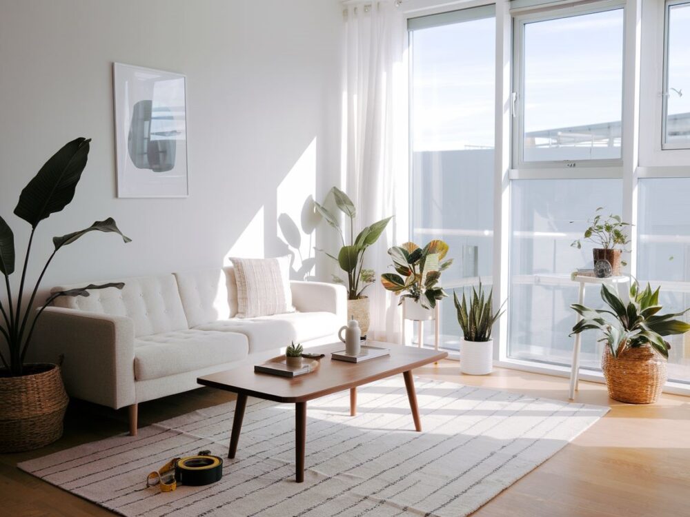 osoba mierząca szerokość okna