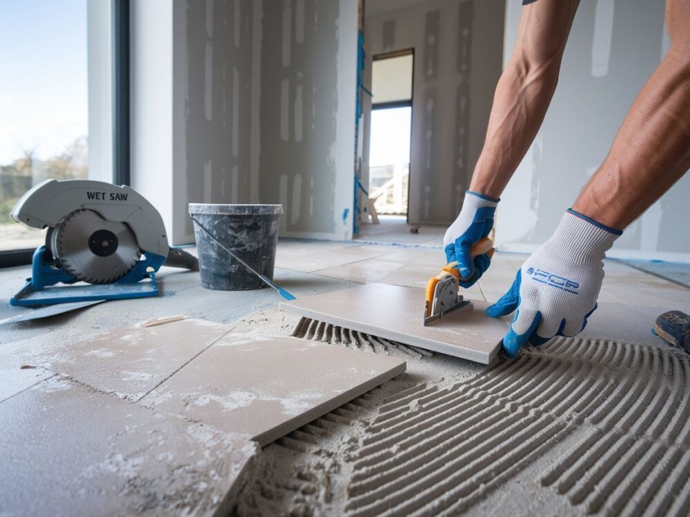 pierwszy rząd płytek ceramicznych