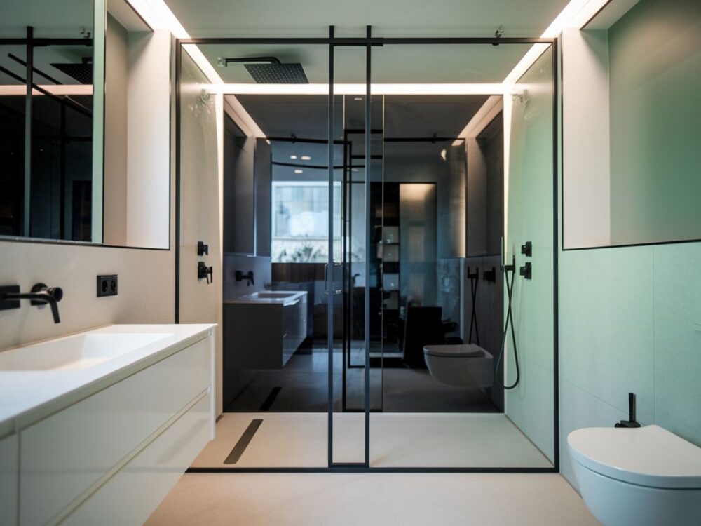 praktyczna czarna kabina prysznicowa