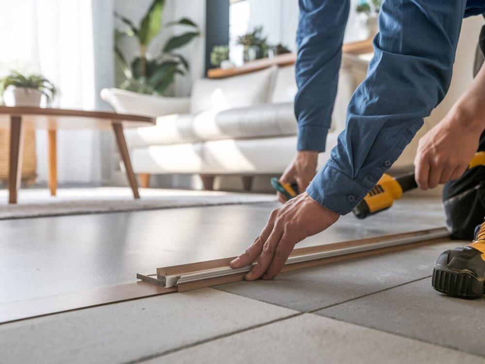 przymierzanie listwy do ściany