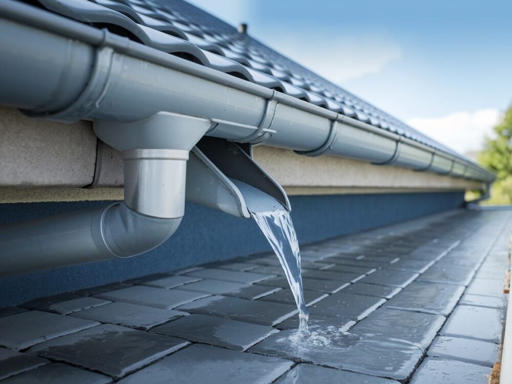 woda spływająca z rynny