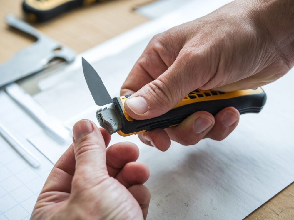 wymiana ostrza w nożu do tapet